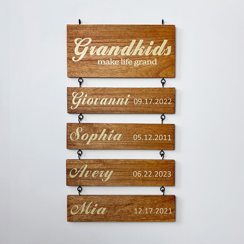 Personalized Grandkids Hanging Sign | 2024 Version Printed Design