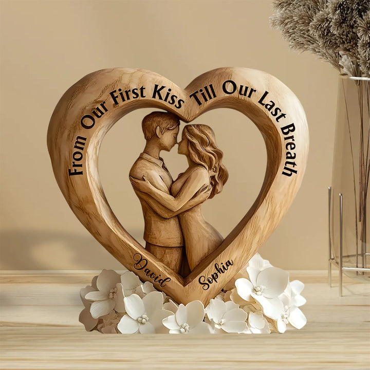 From Our First Kiss Till Our Last Breath - Personalized Couple Custom Shaped Acrylic Plaque