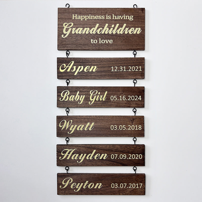 Personalized Grandkids Hanging Sign | 2024 Version Printed Design