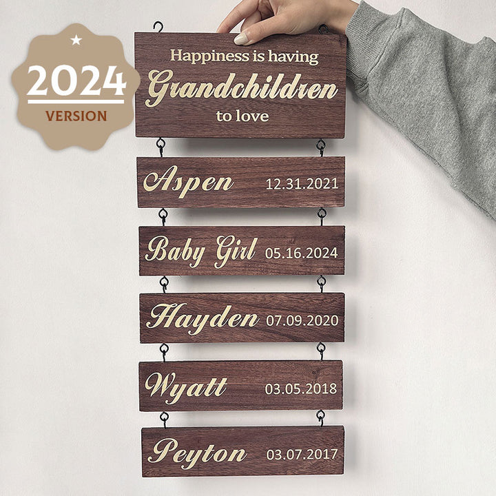 Personalized Grandkids Hanging Sign | 2024 Version Printed Design