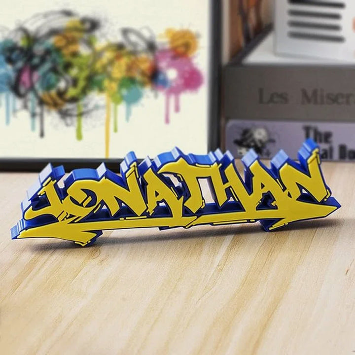 Personalized multi-color 3D printed graffiti nameplate