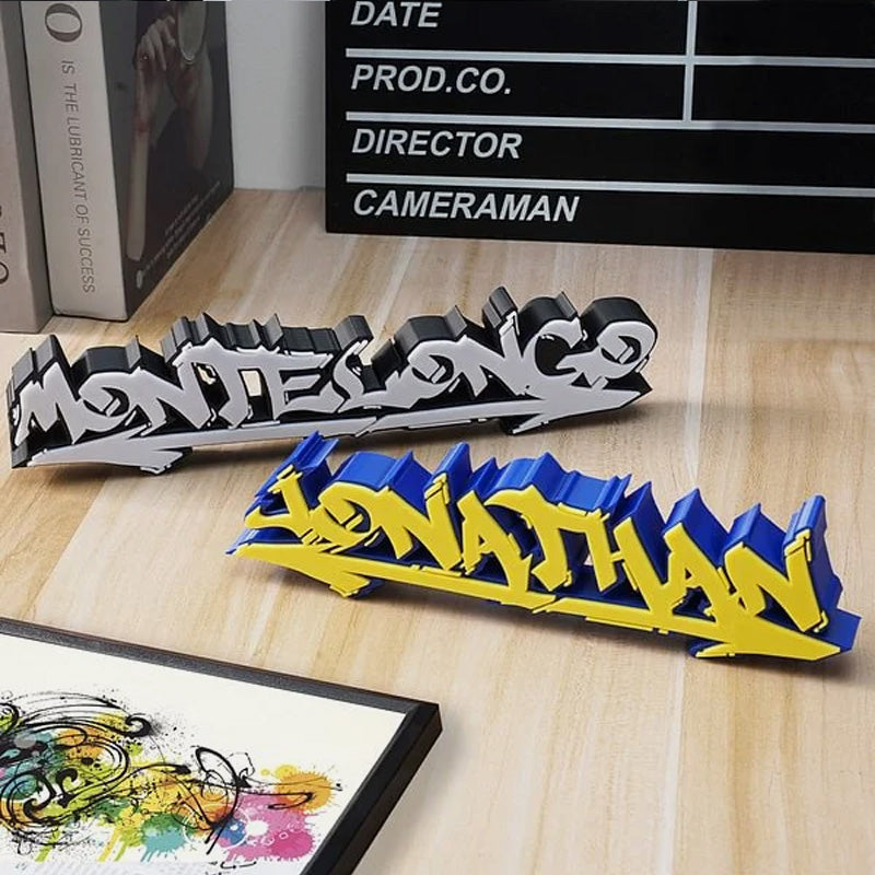 Personalized multi-color 3D printed graffiti nameplate