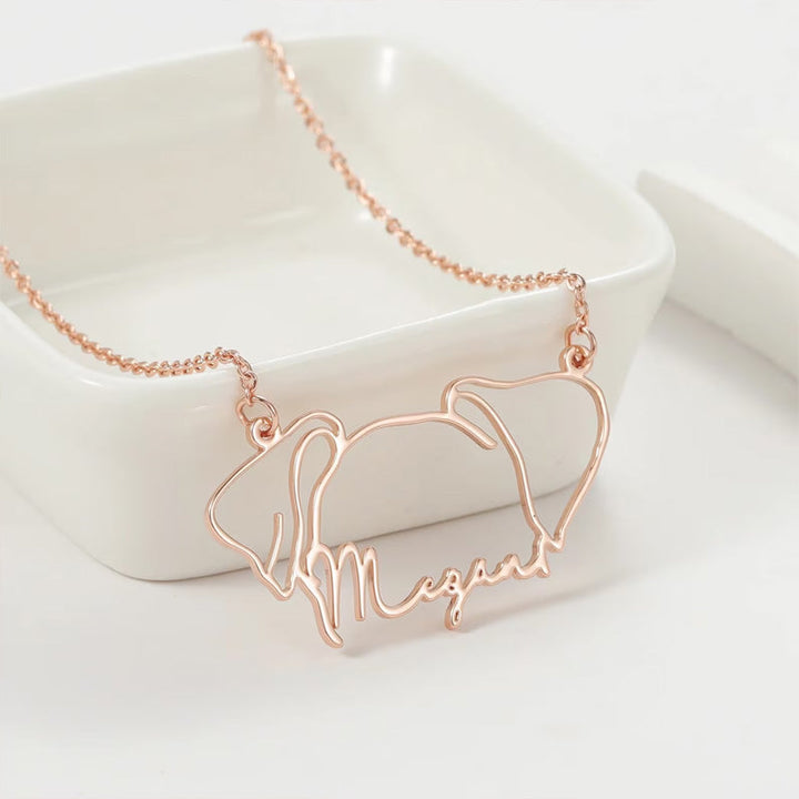 Custom Hollow Cat and Dog Ears Clavicle Necklace Pendant