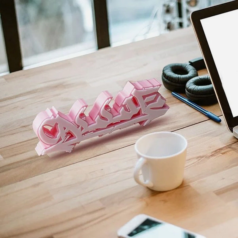 Personalized multi-color 3D printed graffiti nameplate