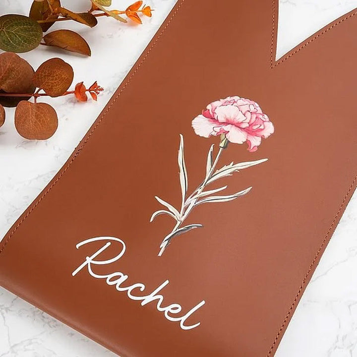 Personalized Birthday Flower Leather Wine Bag