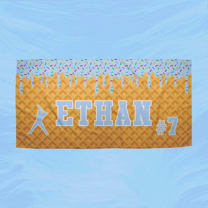 Personalized Ice Cream Drip Baseball Beach Towel