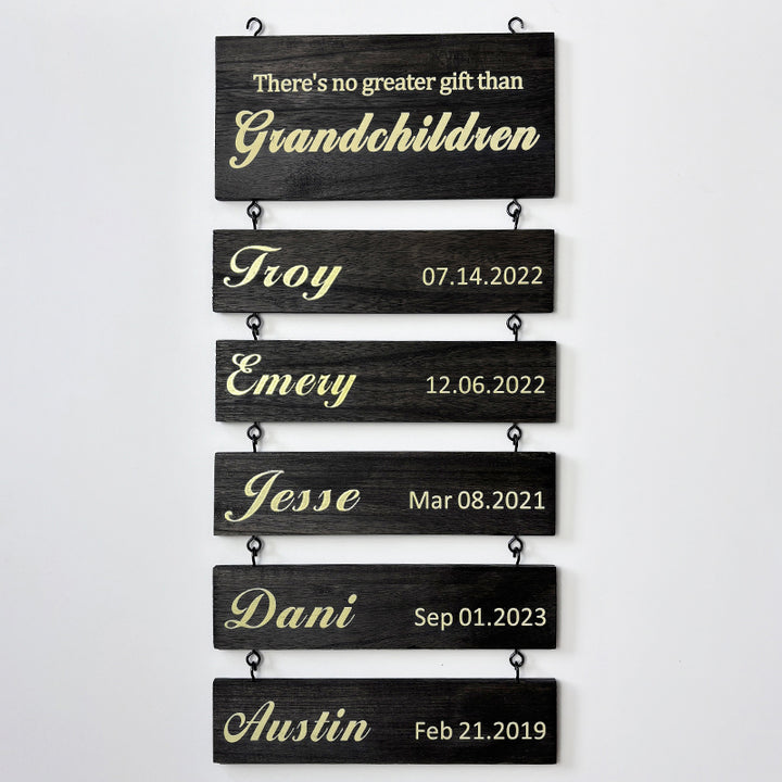 Personalized Grandkids Hanging Sign | 2024 Version Printed Design
