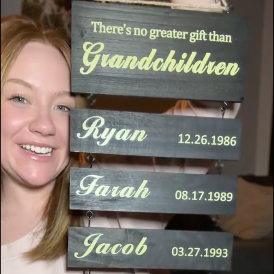 Personalized Grandkids Hanging Sign | 2024 Version Printed Design