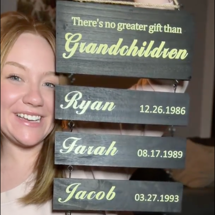 Personalized Grandkids Hanging Sign | 2024 Version Printed Design