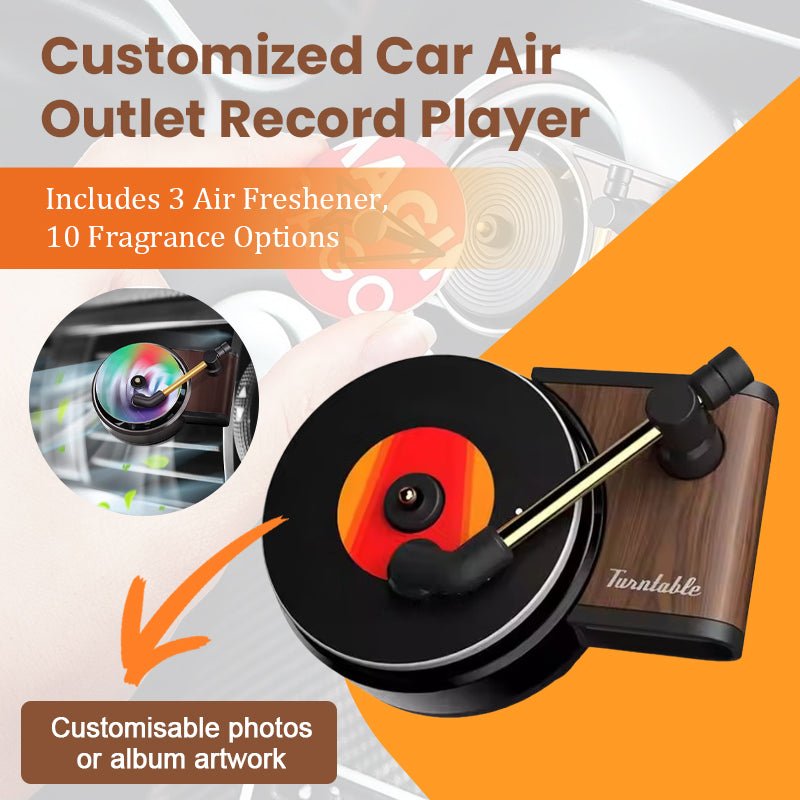 1 Turntable + 3 Vinyls - Customized Car Air Conditioning Outlet Record Player – 10 Fragrance Options - Canvasgiftco