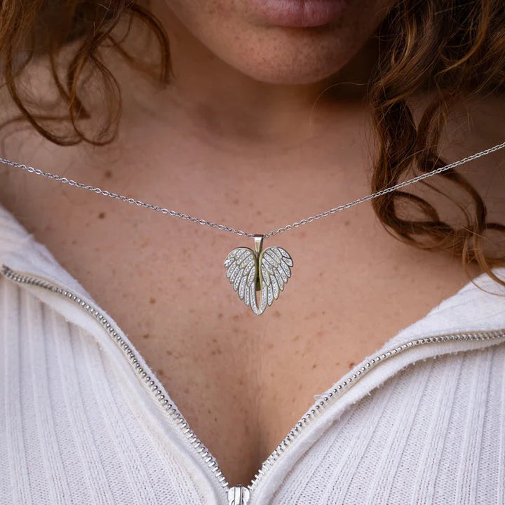 [Eternal Guardian] Angel Wings Memorial Necklace with Hidden Name