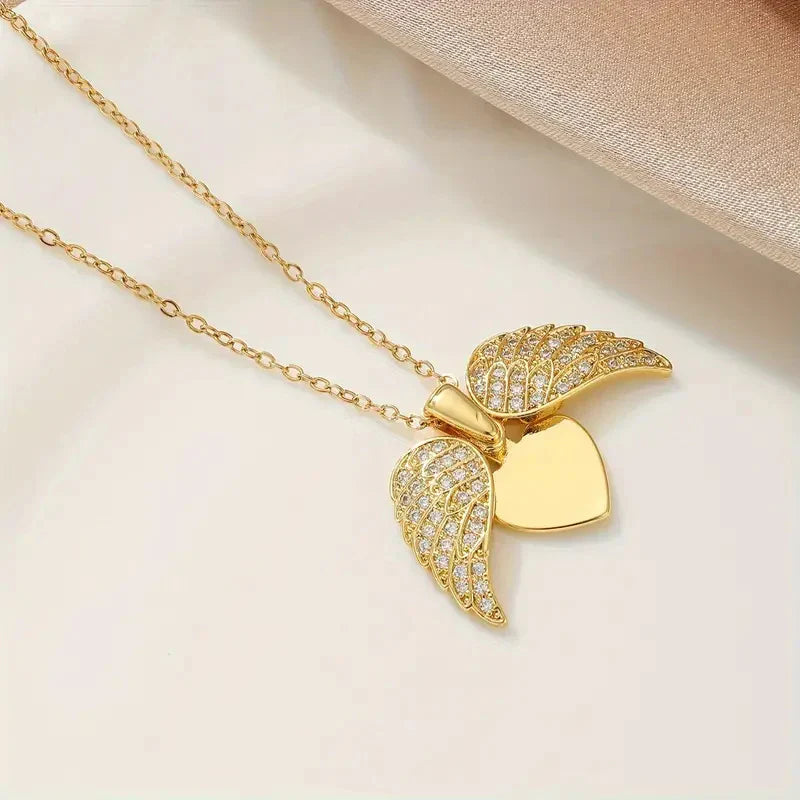 [Eternal Guardian] Angel Wings Memorial Necklace with Hidden Name