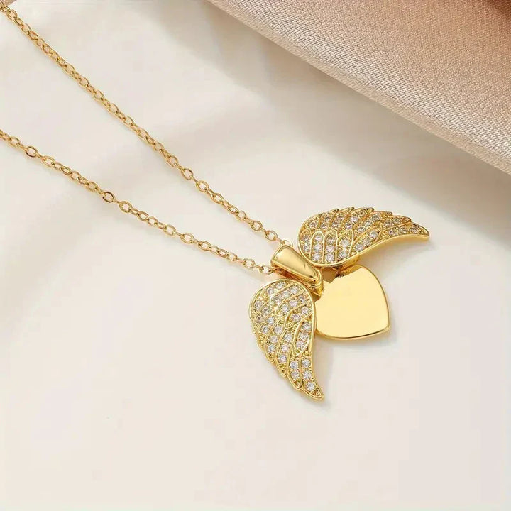 [Eternal Guardian] Angel Wings Memorial Necklace with Hidden Name