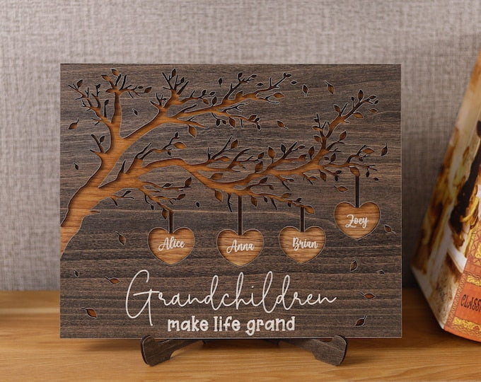 Personalized Grandchildren Sign - Custom Family Tree With Kids Names