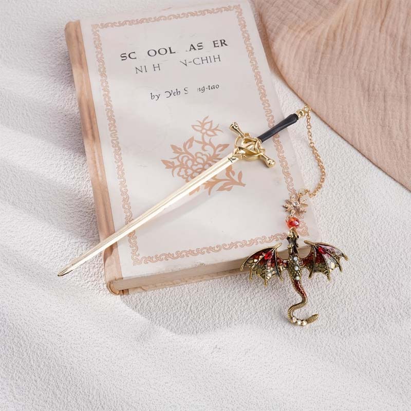 Customized Personalized Dragon Sword Pearl Star Fantasy Bookmark