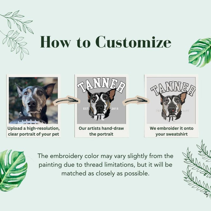 Personalized Pet Portrait Embroidered Sweatshirt