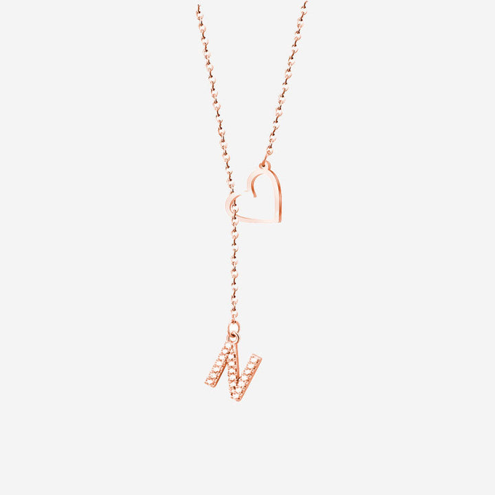 Customized Personalized Heart Lasso Necklace-Inlaid Zirconia Letters