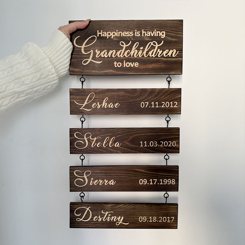 🆕 Upgraded Personalized Grandkids Hanging Sign | 2025 Version Engraved Design