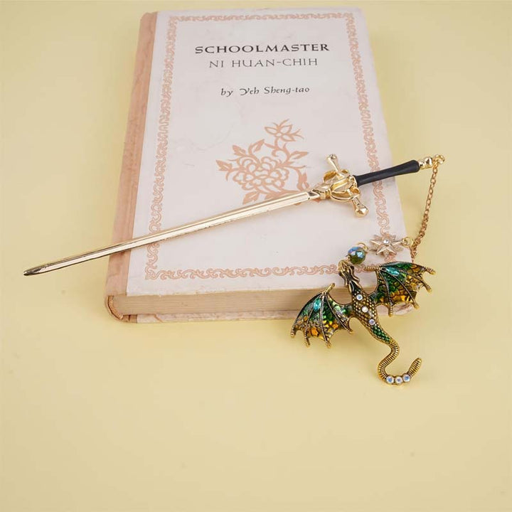 Customized Personalized Dragon Sword Pearl Star Fantasy Bookmark