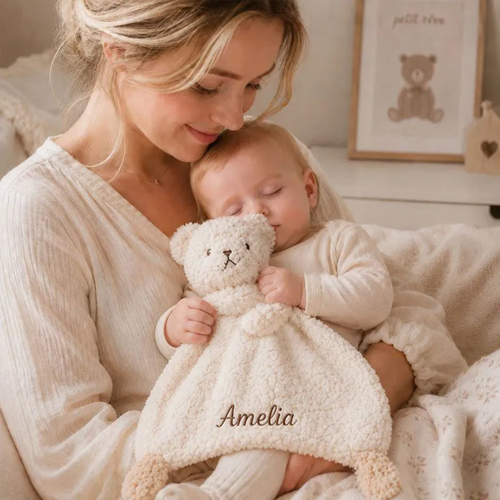 Personalized Cream Animal Baby Lovey Blanket