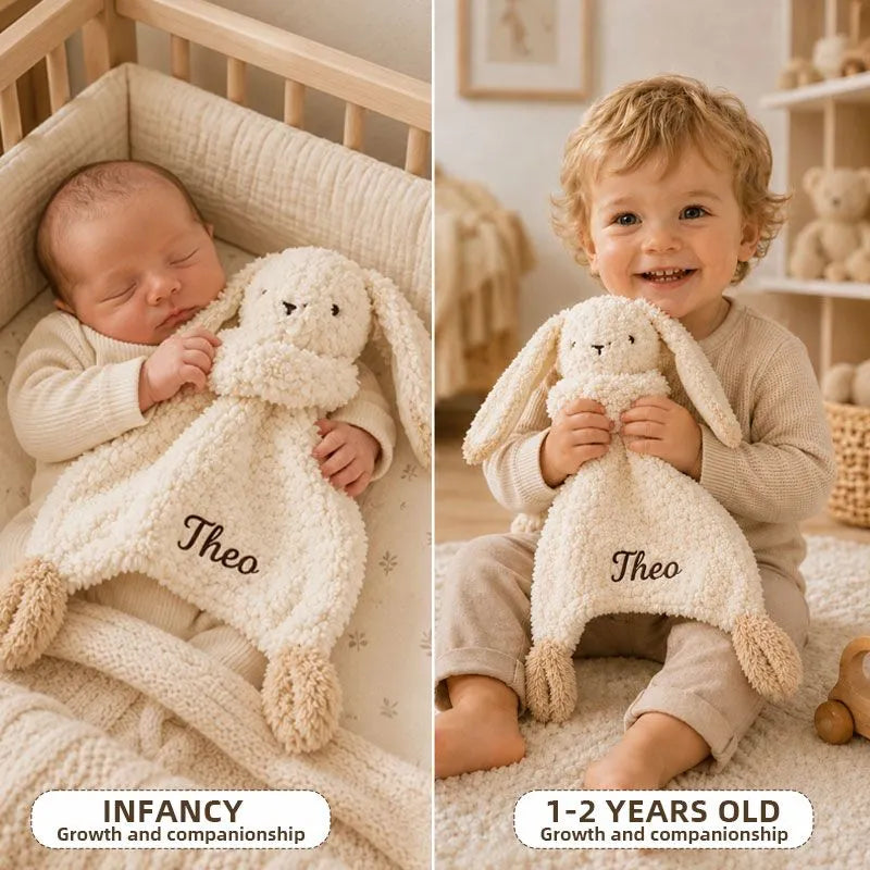 Personalized Cream Animal Baby Lovey Blanket