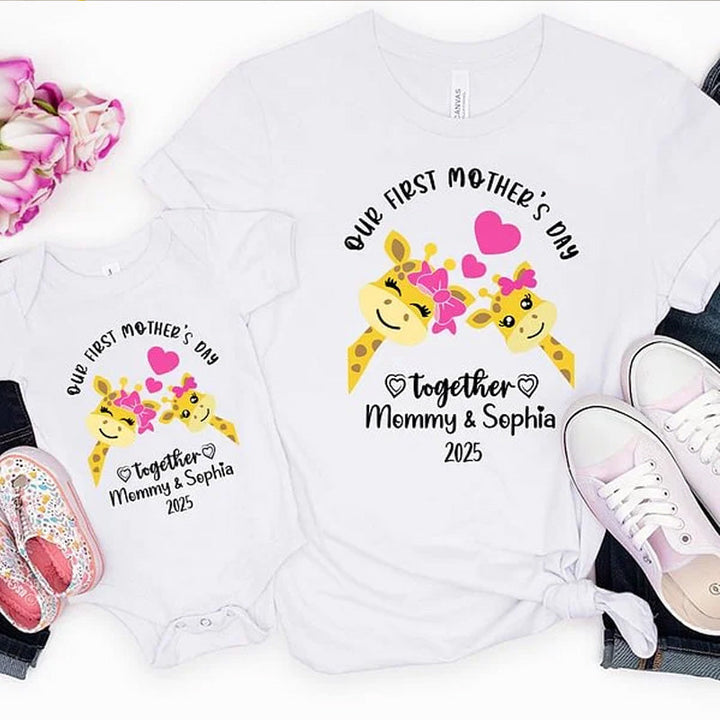 Personalized Our First Mother's Day Together 100% Cotton Baby Onesie