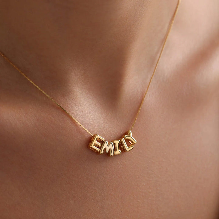 Personalized Tiny Balloon Initial Name Necklace