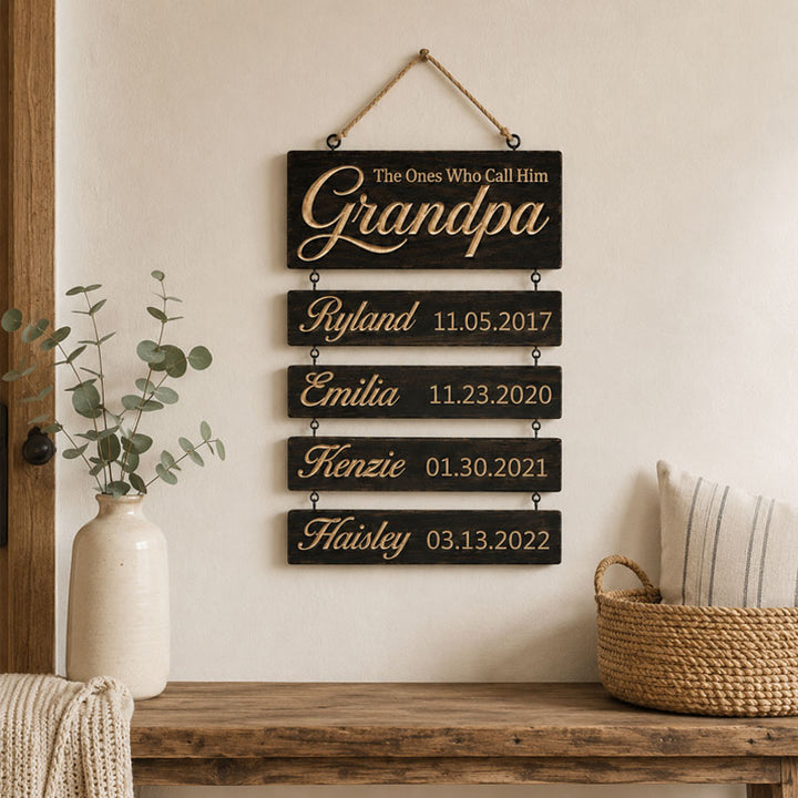 Personalisiertes Hängeschild für Enkelkinder (graviert) Familienandenken