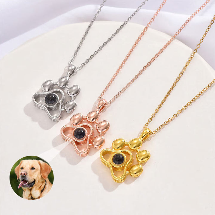Personalized Pet Paw Photo Projection Necklace