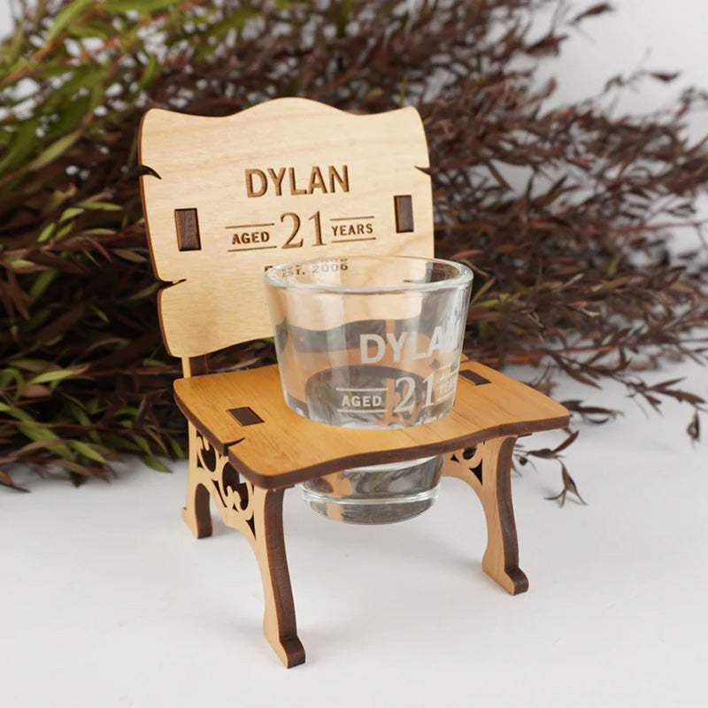 Personalised Wooden Birthday Shot Glass Chair