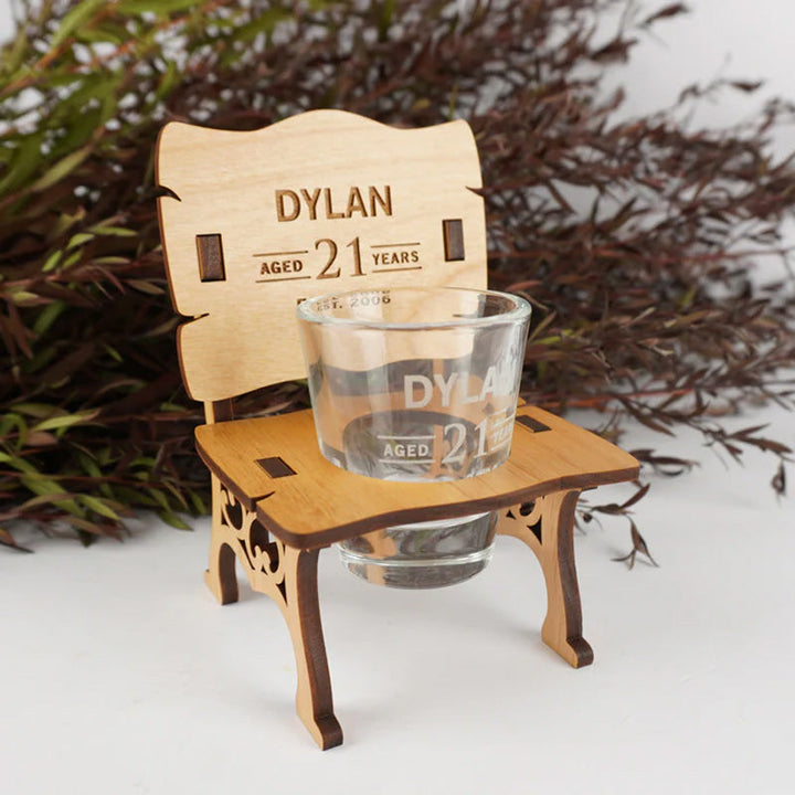 Personalised Wooden Birthday Shot Glass Chair