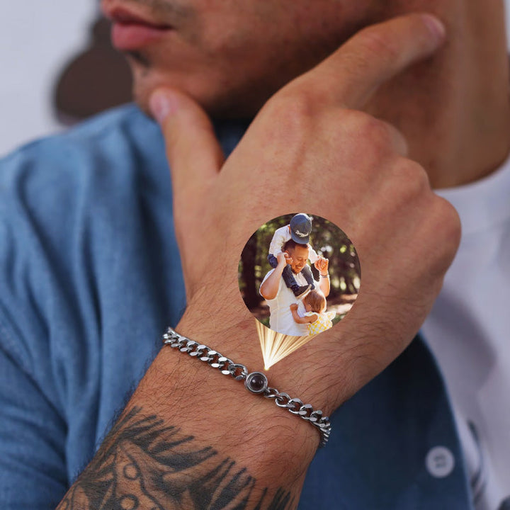 Personalized gifts for father, dad bracelets, custom photo bracelets for men