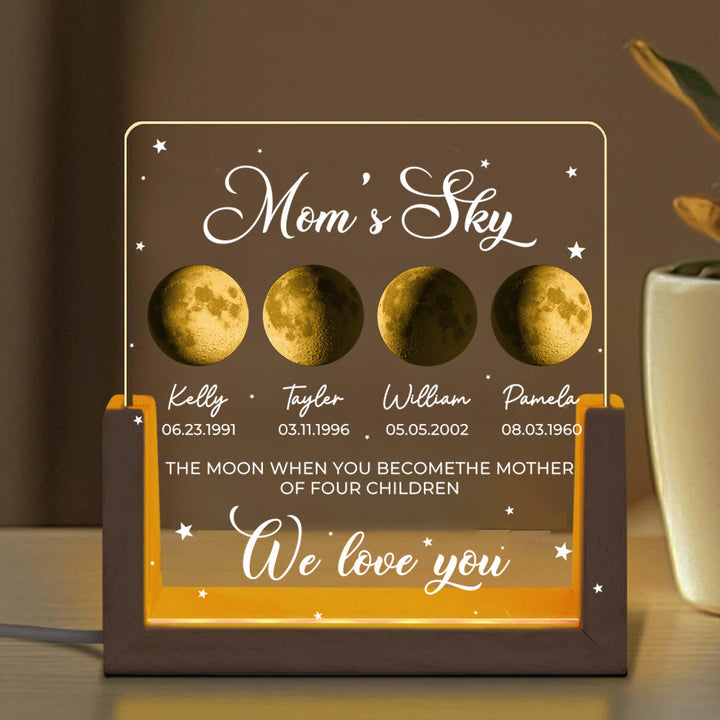 Personalized Real Moon Phase LED Light Painting-Mom's Sky