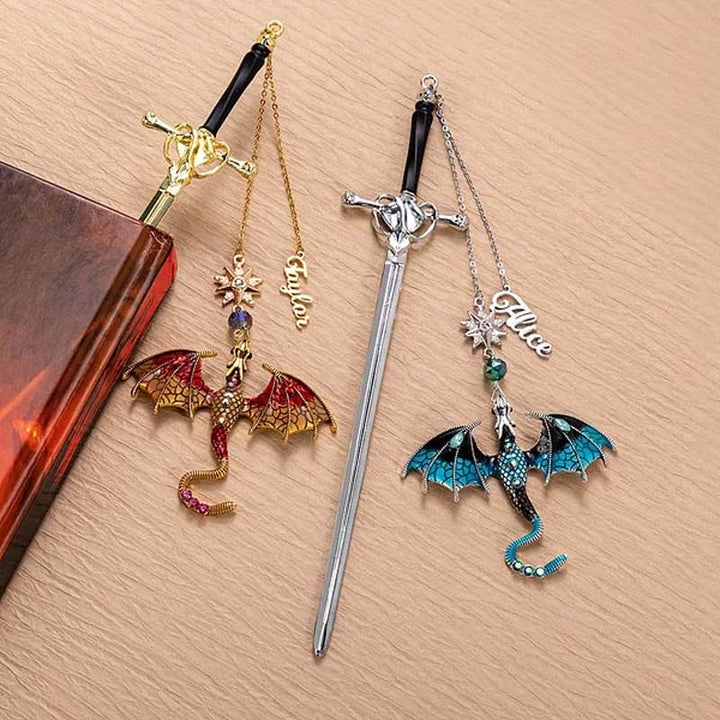 Customized Personalized Dragon Sword Pearl Star Fantasy Bookmark