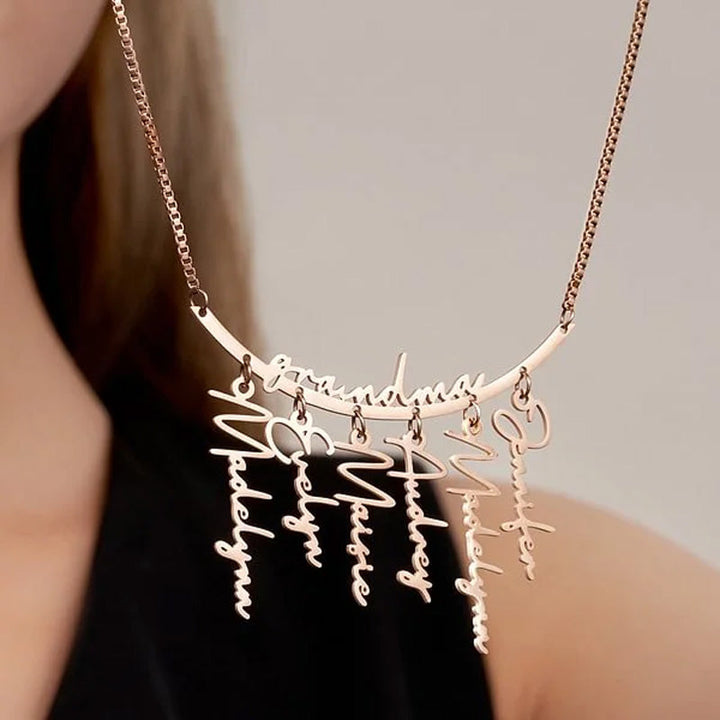 Personalized Hanging Names Family Necklace
