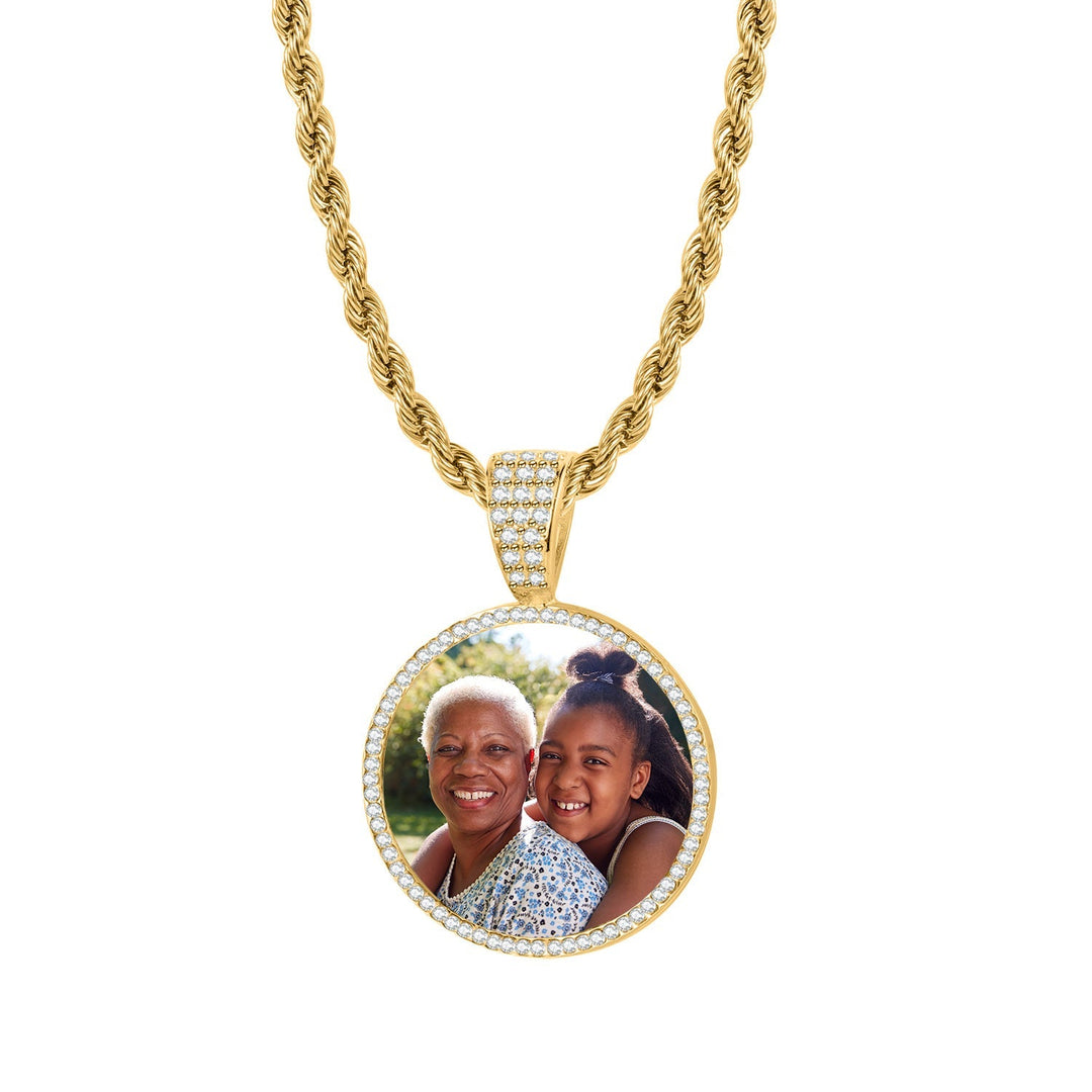 Personalized Photo Pendant With Micro-Set Zirconia