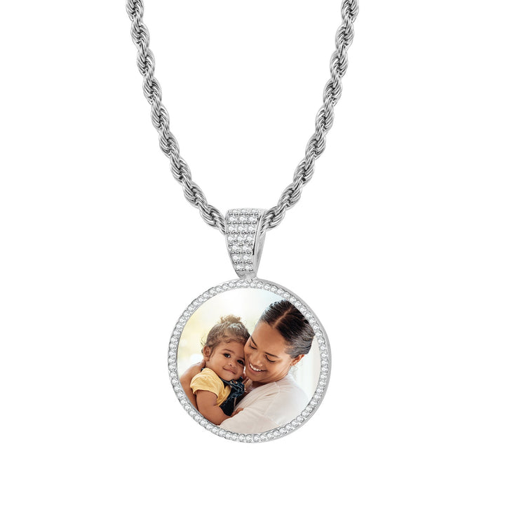 Personalized Photo Pendant With Micro-Set Zirconia
