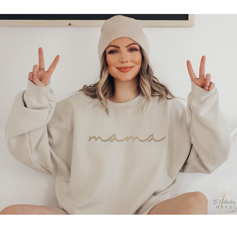 Personalized Mom Embroidered Sweatshirt Hoodie