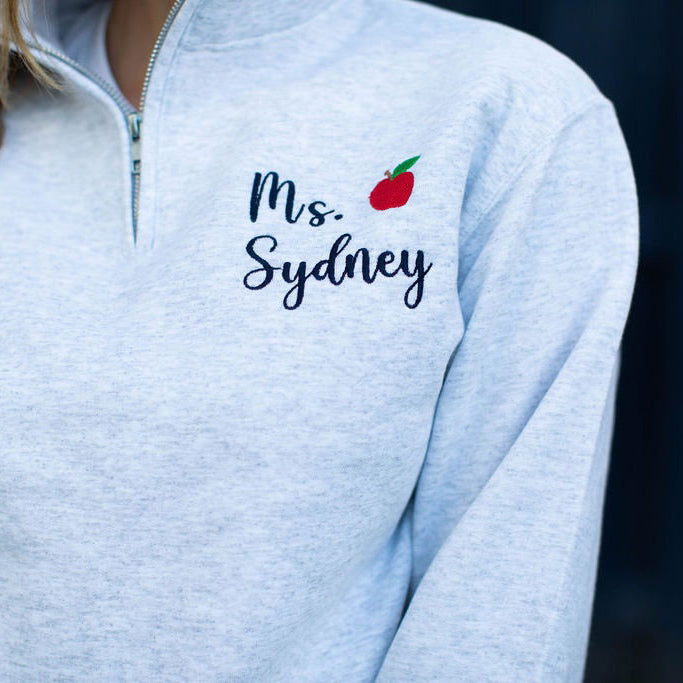 Personalized Teacher Quarter Zip Sweatshirt