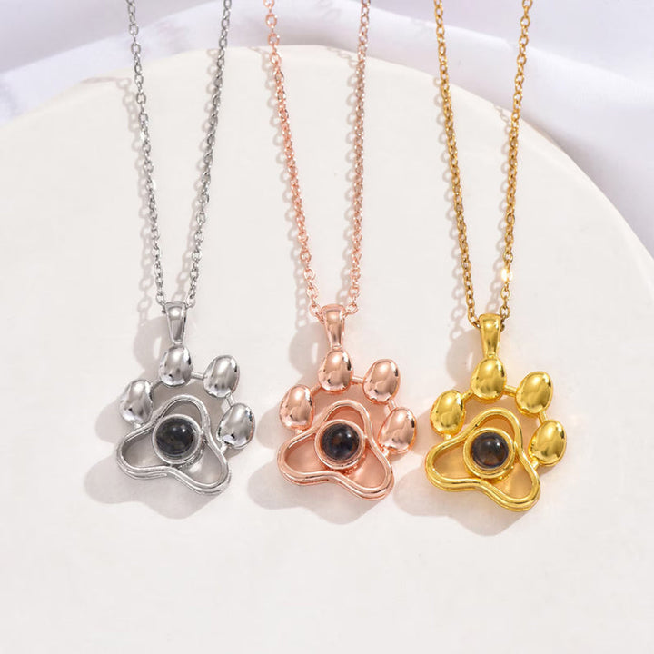 Personalized Pet Paw Photo Projection Necklace