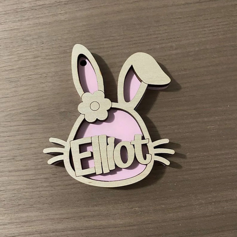 Personalized Wooden Easter Bunny Basket Tags