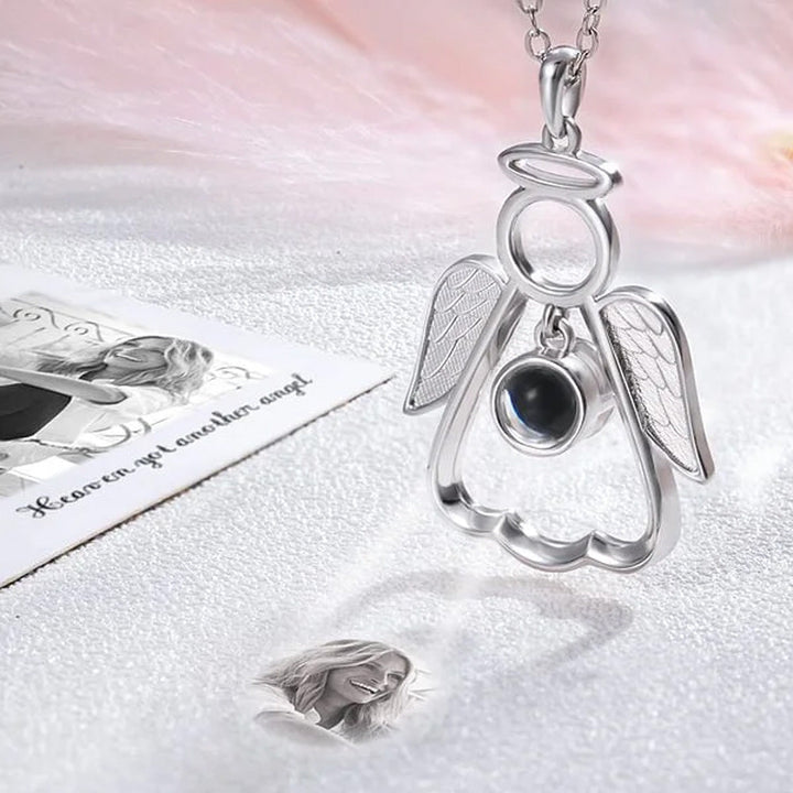 Personalized Guardian Angel Photo Projection Memorial Necklace