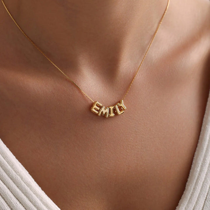 Personalized Tiny Balloon Initial Name Necklace