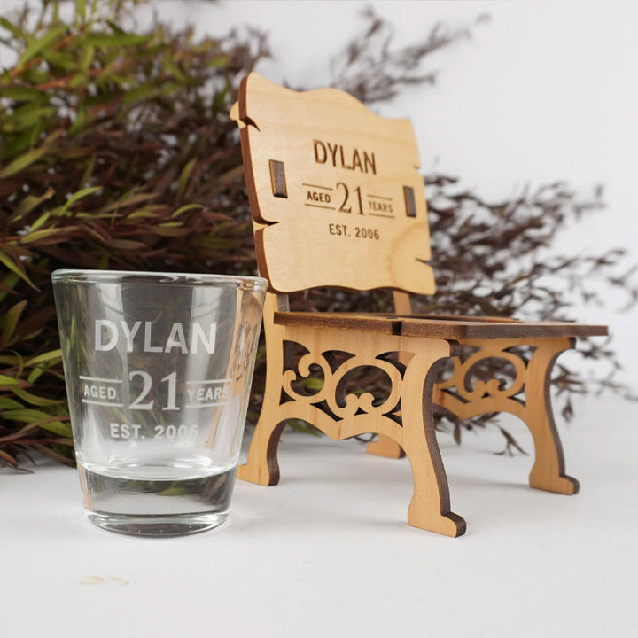 Personalised Wooden Birthday Shot Glass Chair