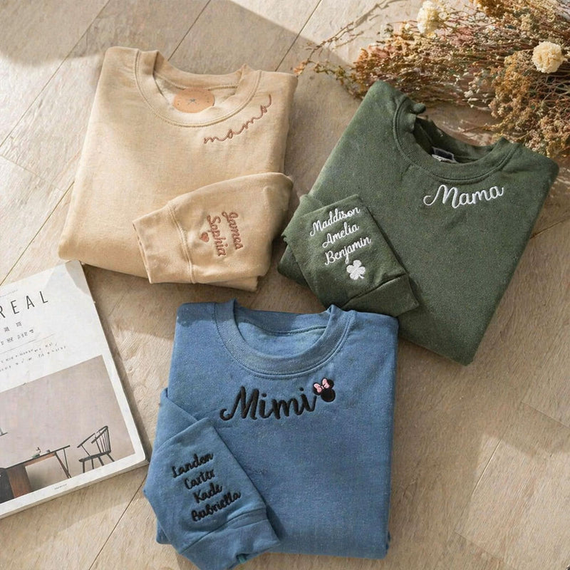 Personalisierte Mama bestickte T-Shirts &amp; Sweatshirt