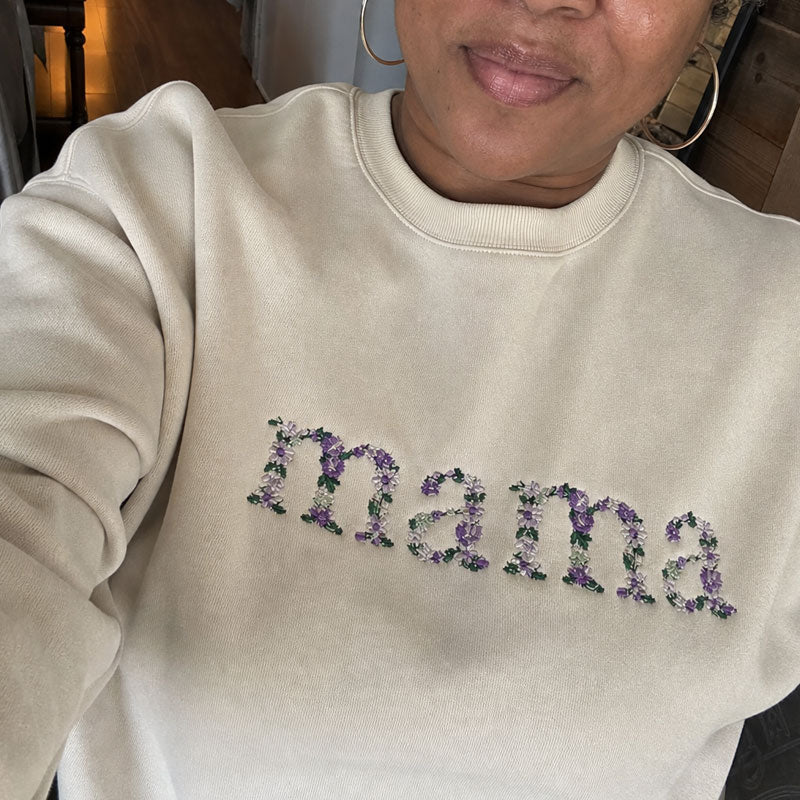 🌸 Everbloom - Embroidered Floral Mama Sweatshirt for Mom & Grandma
