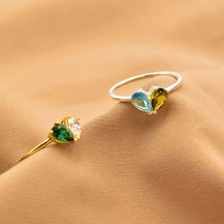Custom Heart Birthstone Ring