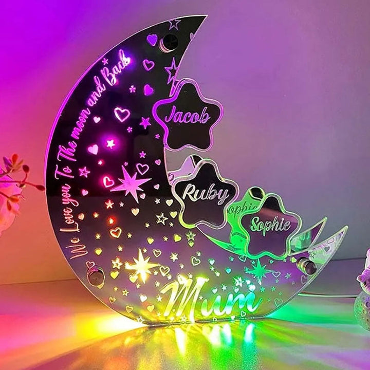 🌙【Mother's Day Personalized Moon LED Mirror Light】——Exclusive stars, light up your baby's name🌟