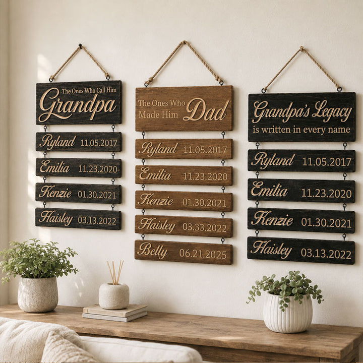 Personalisiertes Hängeschild für Enkelkinder (graviert) Familienandenken