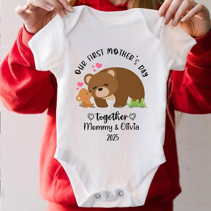 Personalized Our First Mother's Day Together 100% Cotton Baby Onesie
